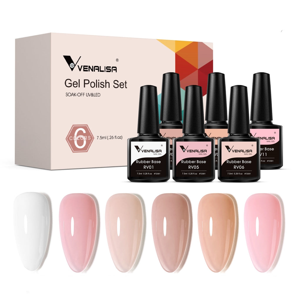 Rubber Base- 6 Colors Gel Polish Set