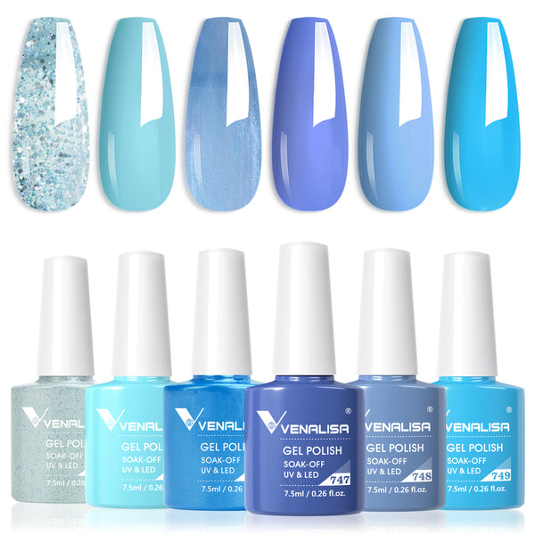 Blue - Venalisa 6 Colors Gel Polish Set