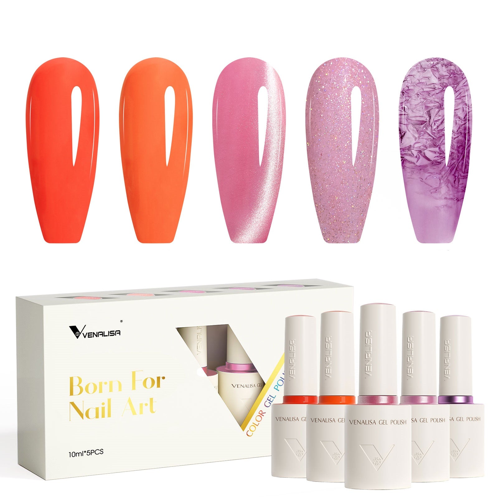 Twilight Glimmer- 5 Colors Gel Polish Set (With Nail Tips)