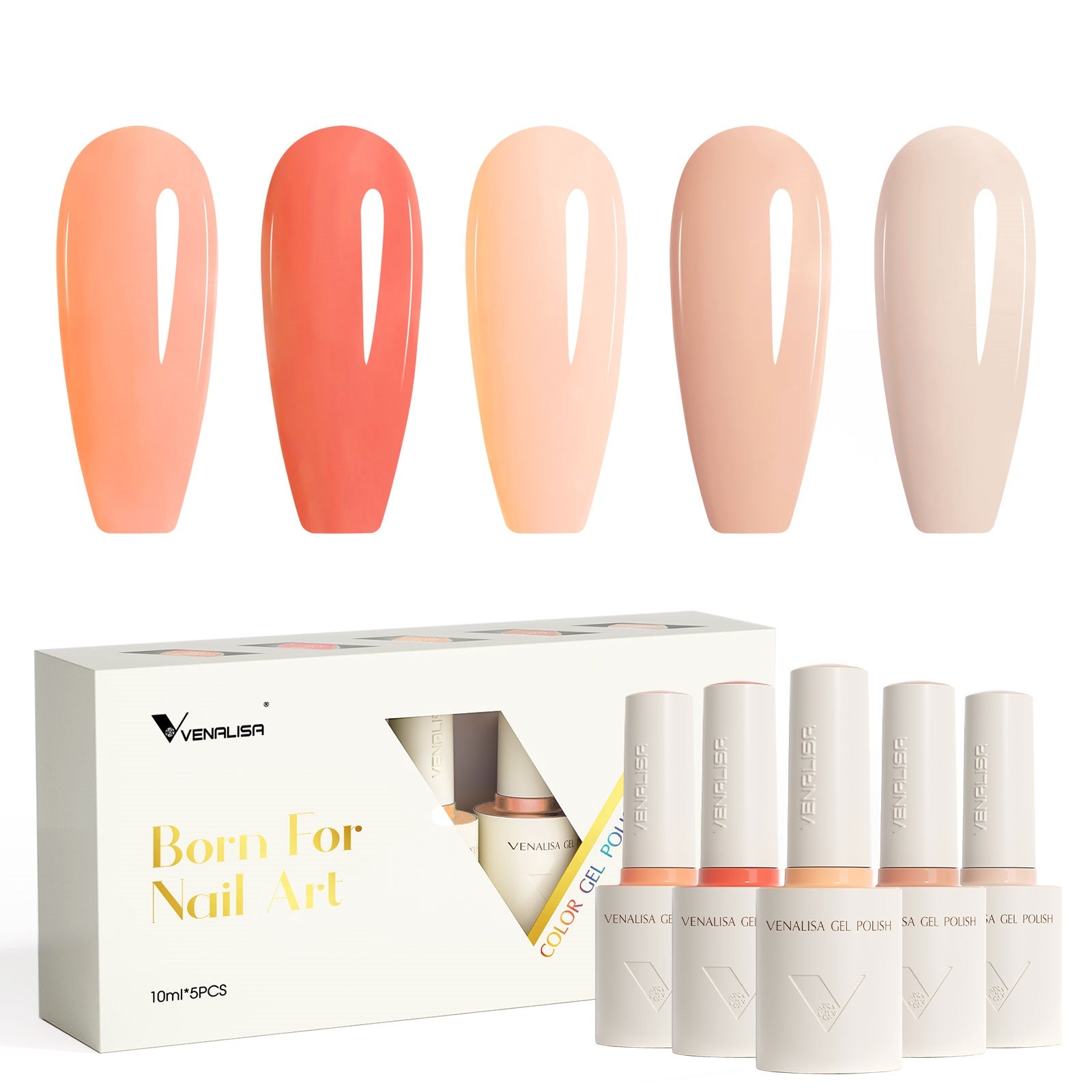 Neutral Poetry- 5 Colors Gel Polish Set (With Nail Tips)