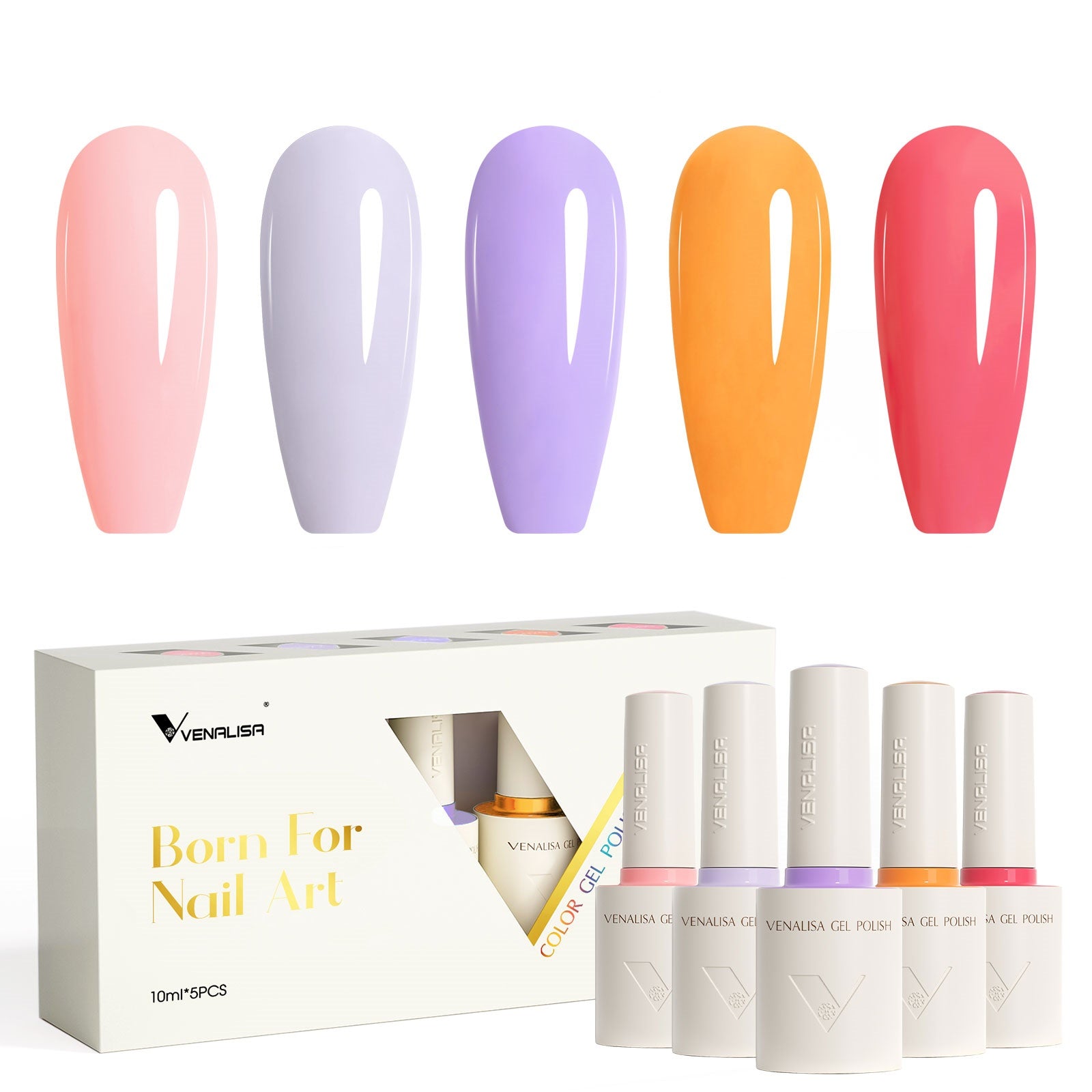 Sunset Mirage- 5 Colors Gel Polish Set (With Nail Tips)