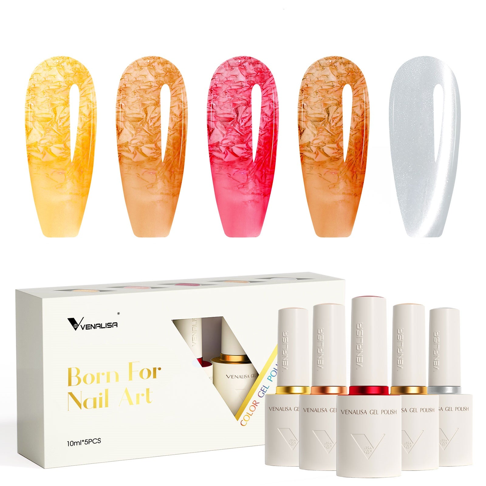 Lunar Honey- 5 Colors Gel Polish Set (With Nail Tips)
