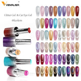 10ML Glitter & Cat Eye Gel 60 Colors Set (With Color Display)