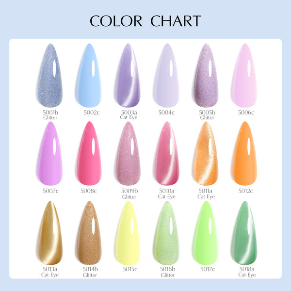 V1 Gel Polish Set | 18 Colors Sold Cat Eye & Glitter | Venalisa