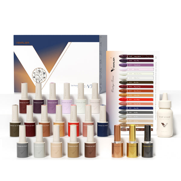 V7 Gel Nail Polish Set – 18 Colors, 22-Piece Kit | Venalisa