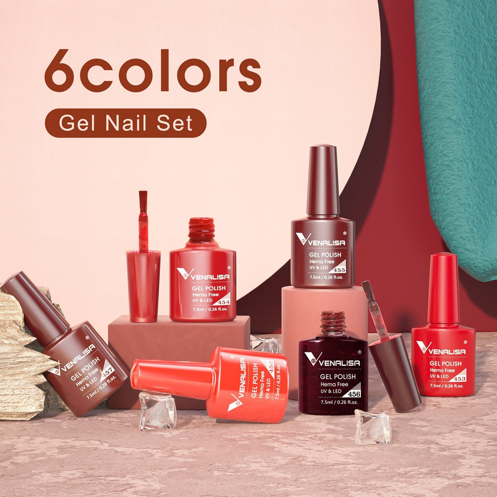 XMAS Red- 6 Colors Gel Polish Set
