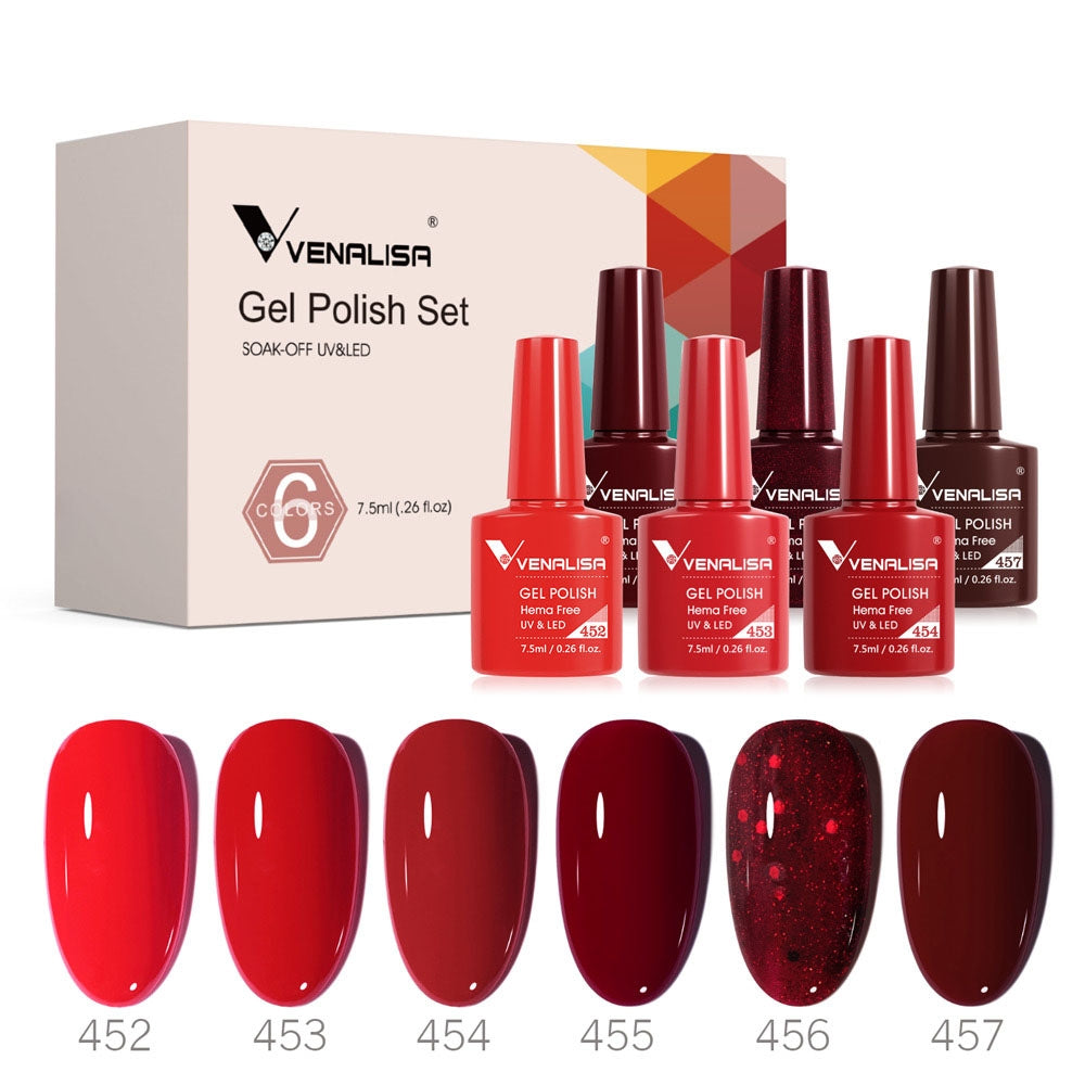 XMAS Red- 6 Colors Gel Polish Set