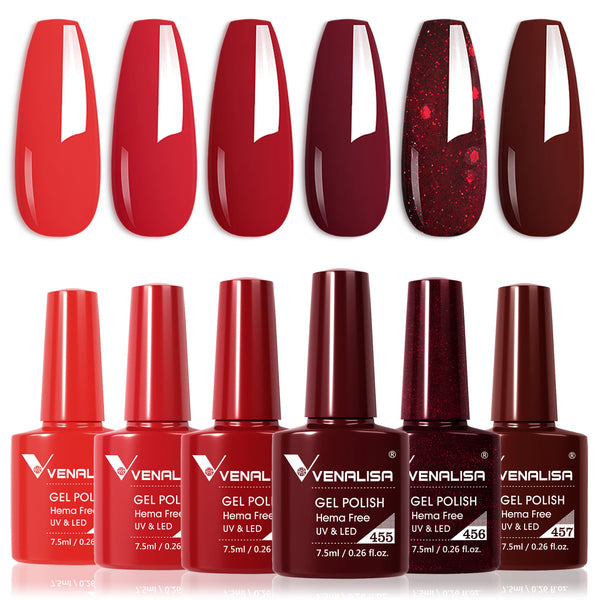 【2025年製 新品】 Gel Colors 6 Red- XMAS Polish Venalisa – Set ジェルネイル・ネイルシール