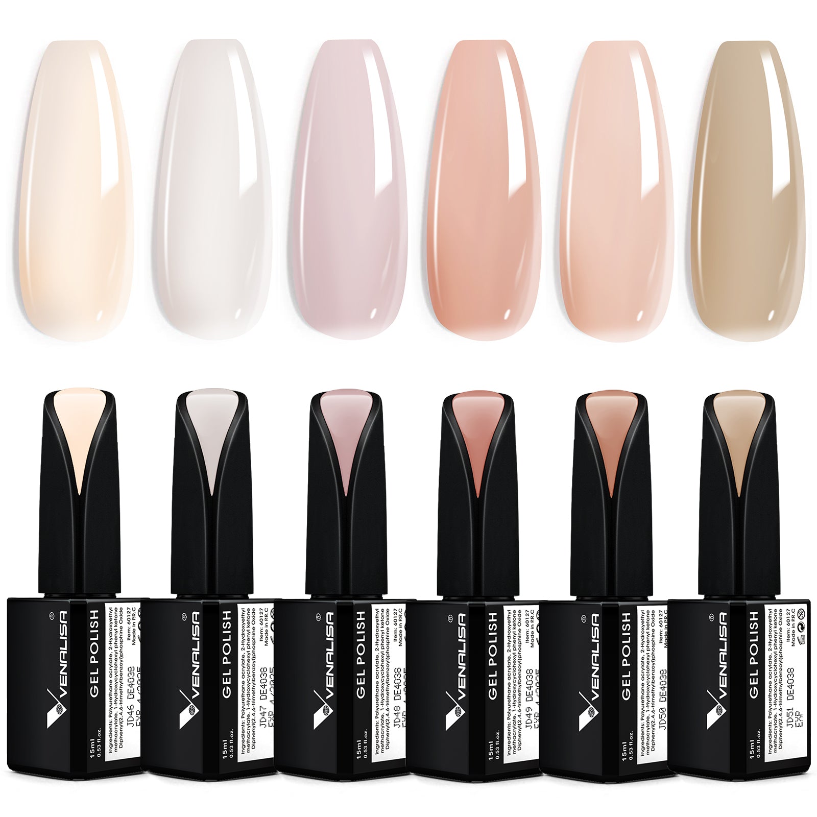 Jelly Transparent Gel Polish - 6 Colors Set 1