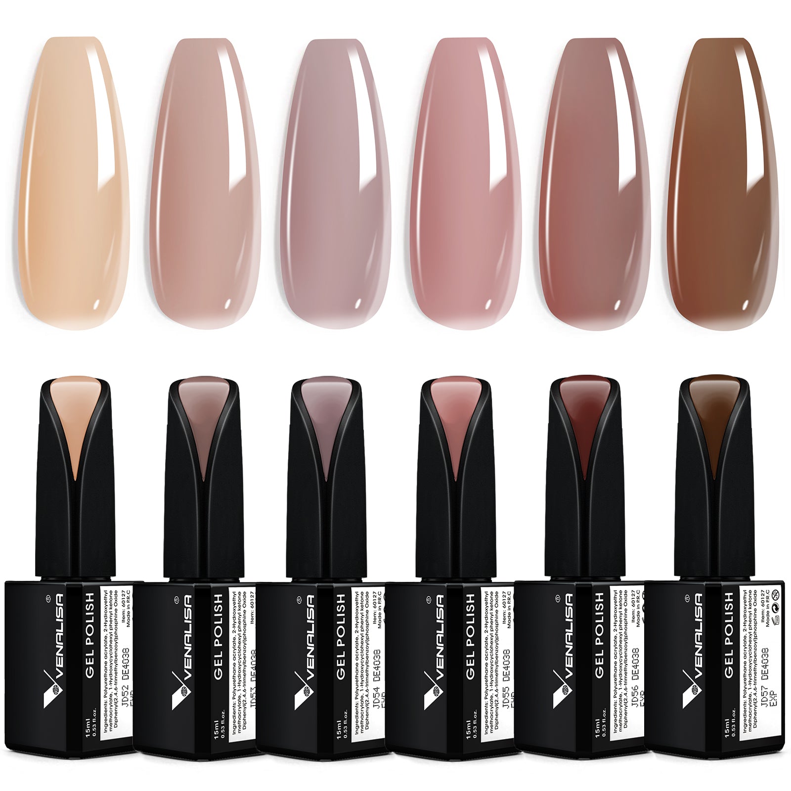 Jelly Transparent Gel Polish - 6 Colors Set 2