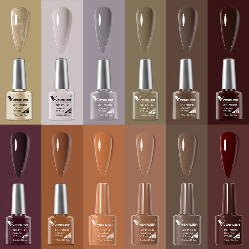 Venalisa nude brown gel nail polish kit 12 colors- 2