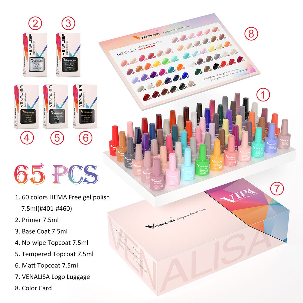 Venalisa VIP4 Gel Nail Polish Kit HEMA Free Of 60 Colors