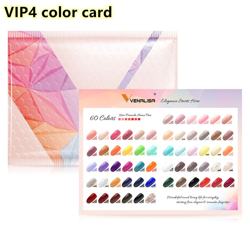 Venalisa color chart for VIP4 Nail Gel Polish Kit