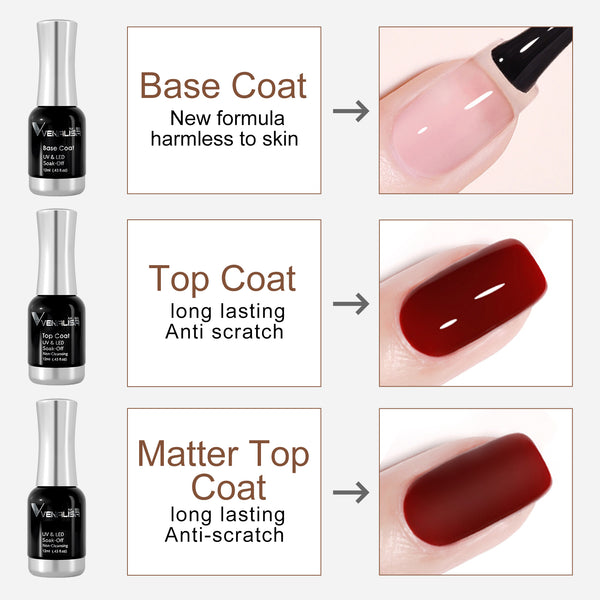 Venalisa 12ml Base Gel Top Coat Set 5 pcs