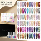 10ML Glitter & Cat Eye Gel 60 Colors Set (With Color Display) TPO Free Hema Free