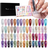 Aurora Cat Eye Glitter Gel Set 60 Colors With Color Display TPO Free Hema Free