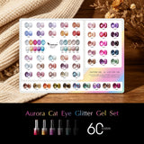 Aurora Cat Eye Glitter Gel Set 60 Colors With Color Display TPO Free Hema Free