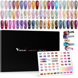 10ML Glitter & Cat Eye Gel 60 Colors Set (With Color Display) TPO Free Hema Free