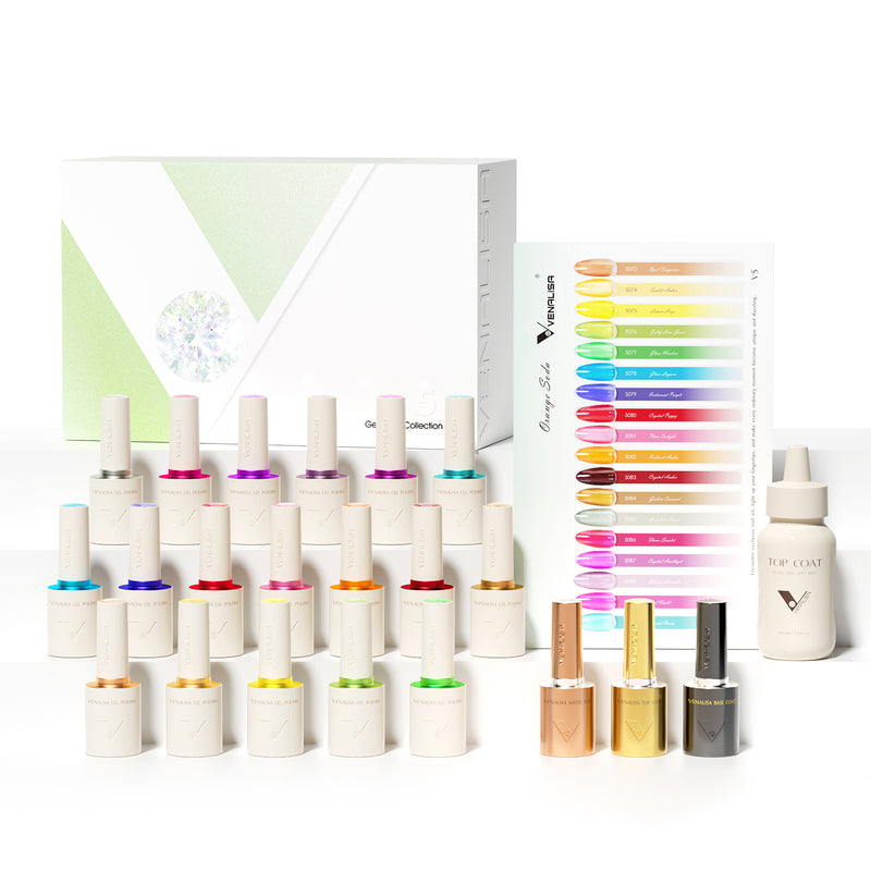 V5 Gel Polish Set 22 Pcs With Color Card (Semi-transparent Color) TPO Free Hema Free