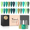 Venalisa 12 Colors Gel Nail Polish Kit Green Color Series 1