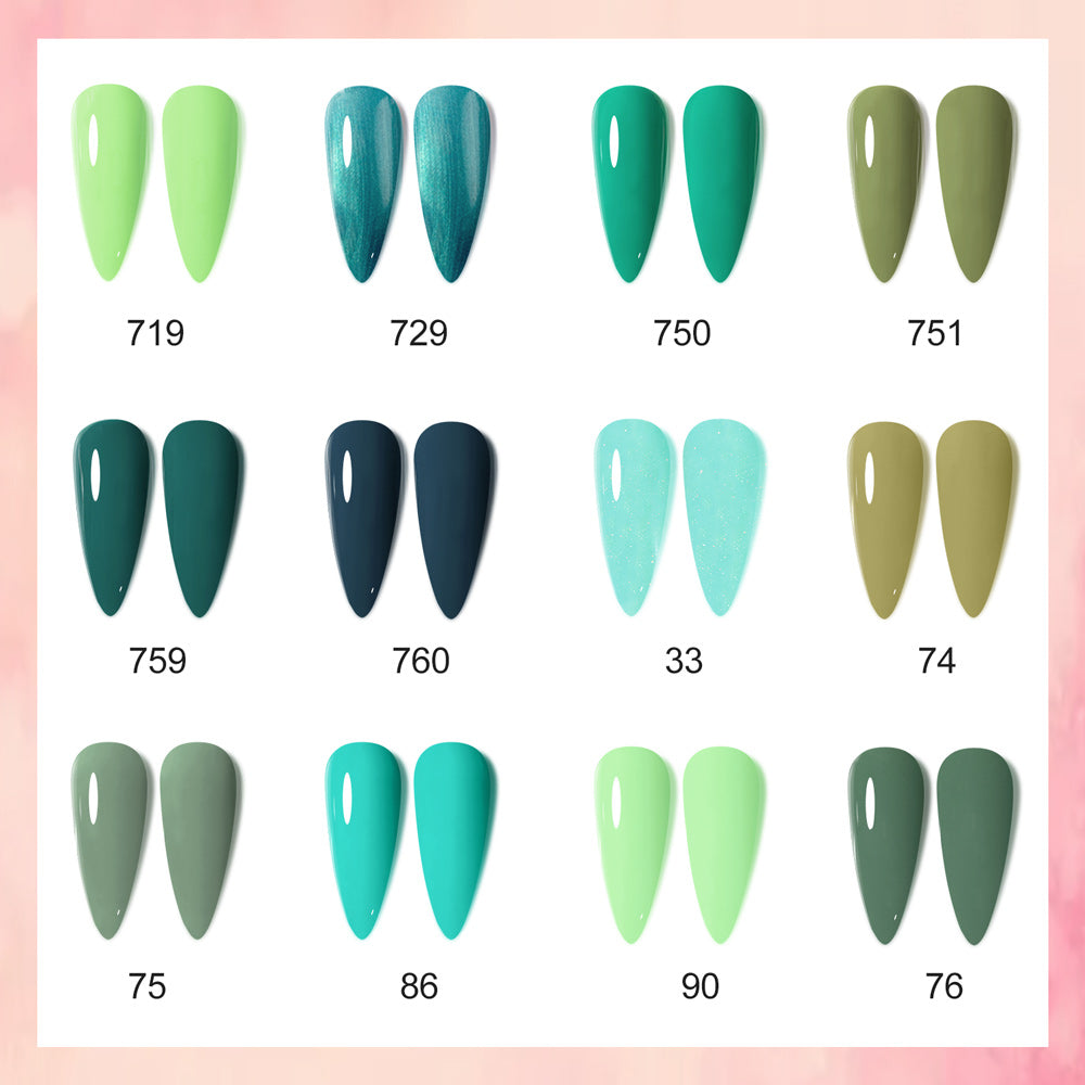 Color Chart For Venalisa 12 Colors Gel Nail Polish Kit Green Color Series 4